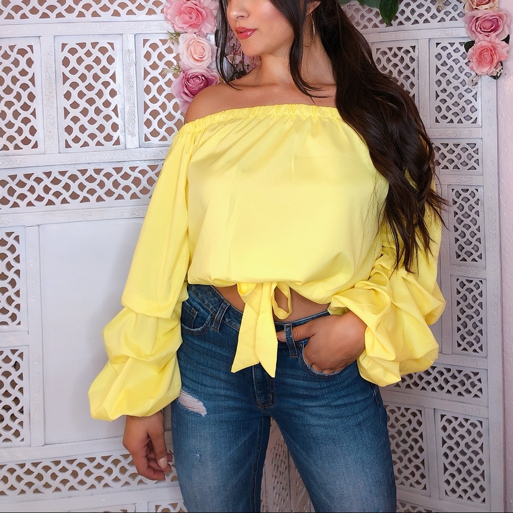 Yellow ruffle top